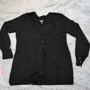W & B Sweater Womens XL Black Wool Cardigan Button Up Soft Preppy Lightweight